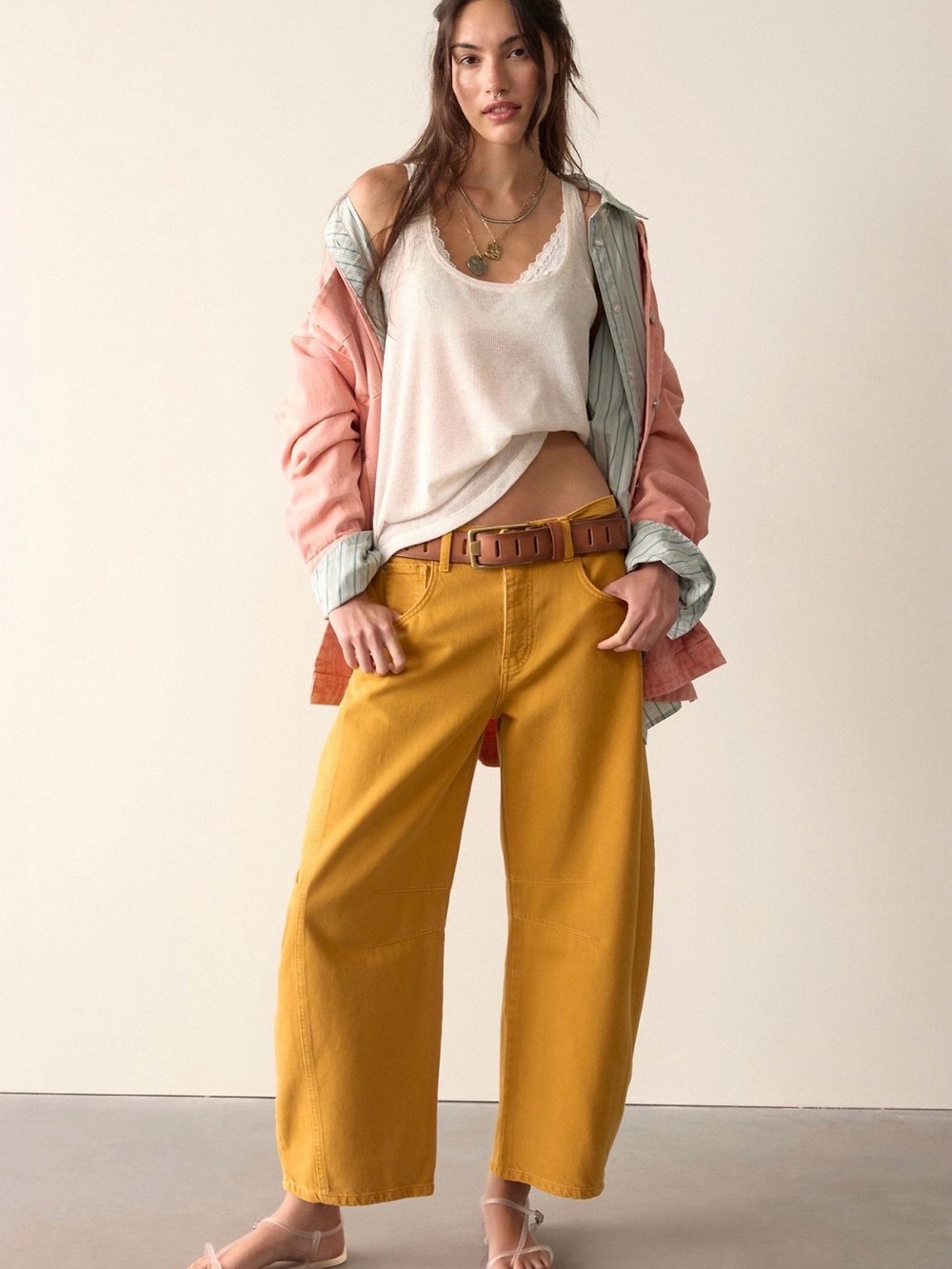 We The Free Good Luck Mid-Rise
Barrel Jeans in Yolk, NWOT
